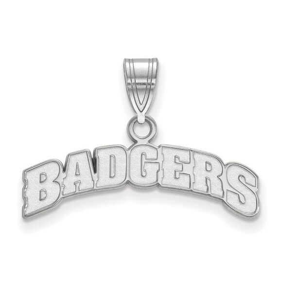 10k White Gold U. of Wisconsin Medium Script Logo Pendant